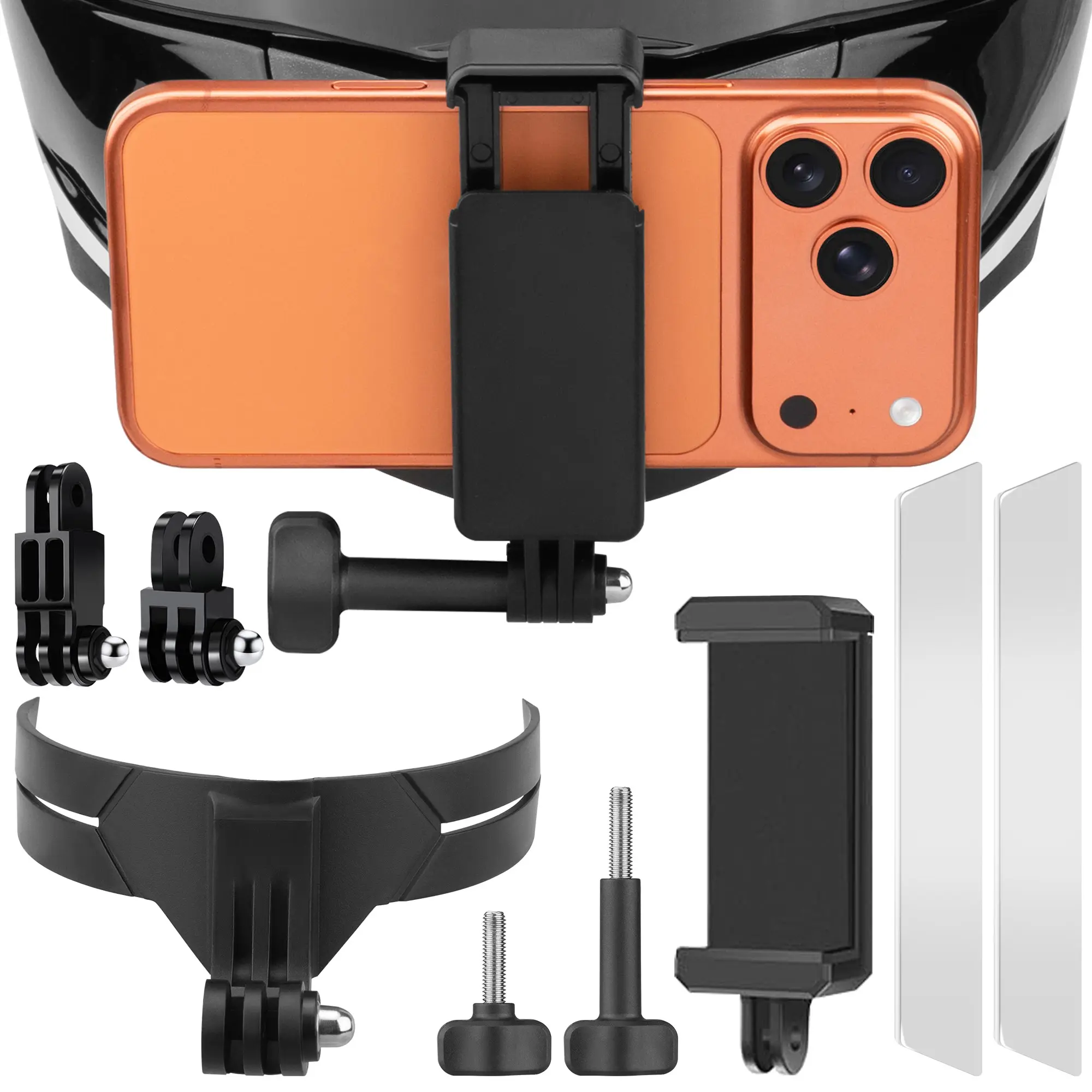 Motorcycle Helmet Chin Mount, Phone Holder, Action Camera, Pov First Person View, Vlog Accessories, Video Recording Accessories, Compatible with Hero 13/12/11/10, Dji Action 6/5 Pro/4, Multiple Accessories Included
