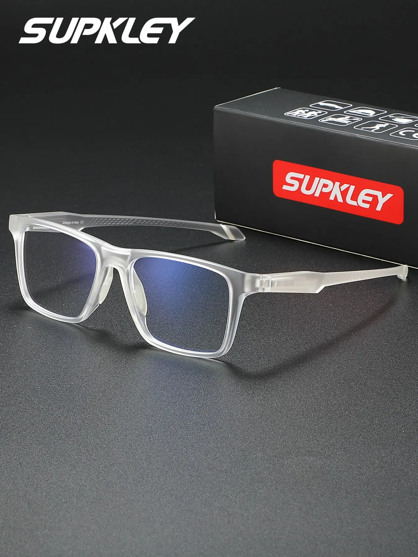 SUPKLEY Fashionable and ultra light TR90 square frame anti blue light glasses decoration, Blue Light Eyeglasses, Lightweight Eyewear, fashionable and versatile, comfortable nose pad reduces blue light