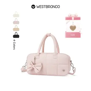 WESTBRONCO Purse for Women 2026 Gift Idea for Mom Puffer Crossbody Bag for Women Quilted FASHION Shoulder Handbag Cosmetic Makeup Bag with Cute Bow Bag Casual Commuter Bag