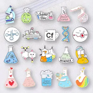 New alloy brooch -20PCS cartoon chemistry series badge pin, fashionable and cute brooch, suitable for decoration on backpacks and clothing, suitable for daily wear by men and women, exquisite gift, perfect for giving to family and friends