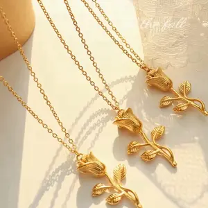 Rose Necklace- 18k Gold Plated Stainless Steel