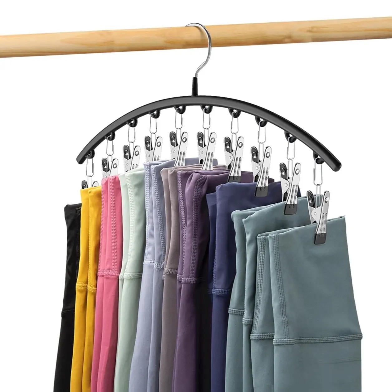 Metal Legging Organizer Hangers with 10 Clips for Closet Space Saving Hanging Pack