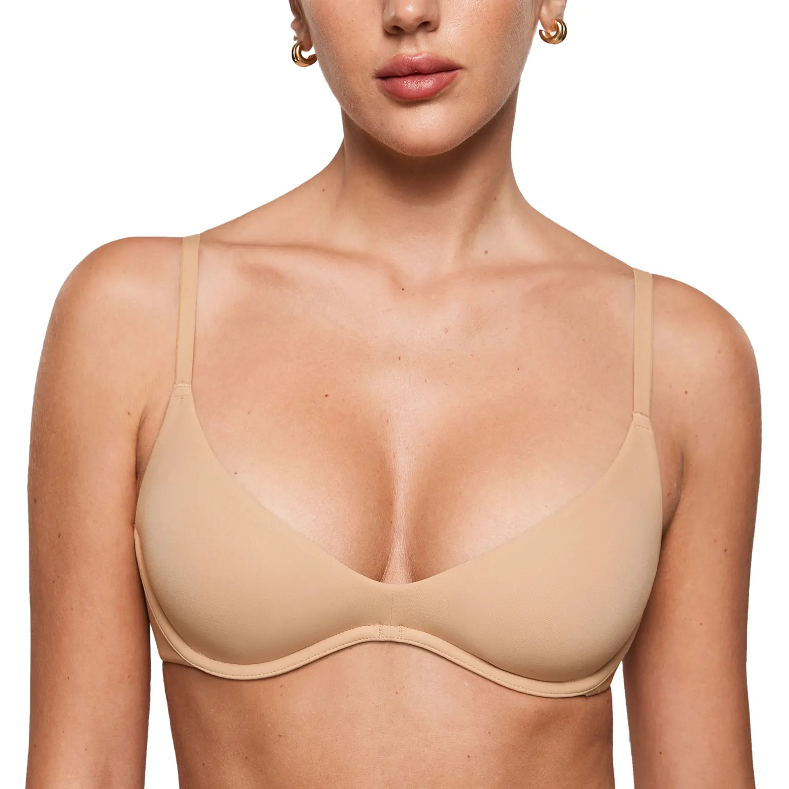 INLYRIC Women's Inbarely Plus Unlined Plunge Bra - Soft Fabric, Adjustable Straps, Medium Stretch, Breathable & Supportive for Low-Cut Outfits