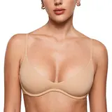 INLYRIC Women's Inbarely Plus Unlined Plunge Bra - Soft Fabric, Adjustable Straps, Medium Stretch, Breathable & Supportive for Low-Cut Outfits