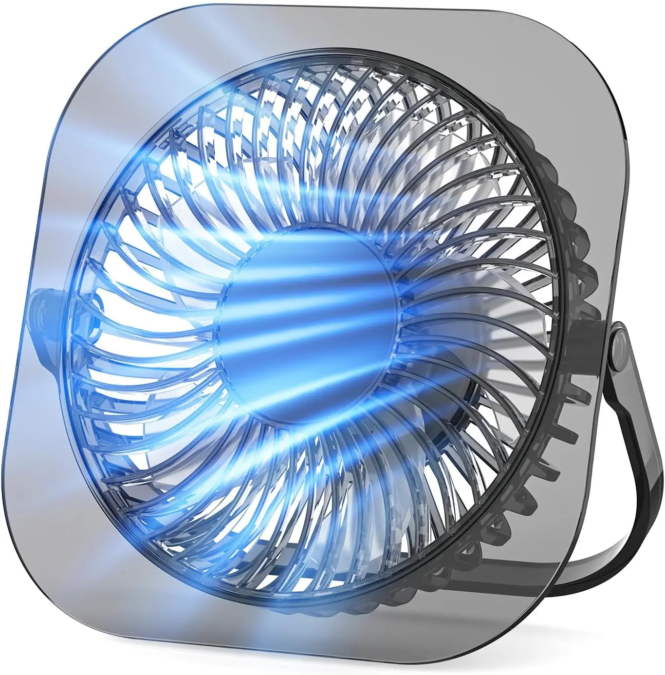COWSAR Desktop Fan with LED Night Light, 3 Adjustable Wind Speeds, Foldable & Adjustable Angle, USB Powered Ultra Quiet Personal Fan, Compact ABS Portable Cooling Fan for Home Office Bedroom Desk