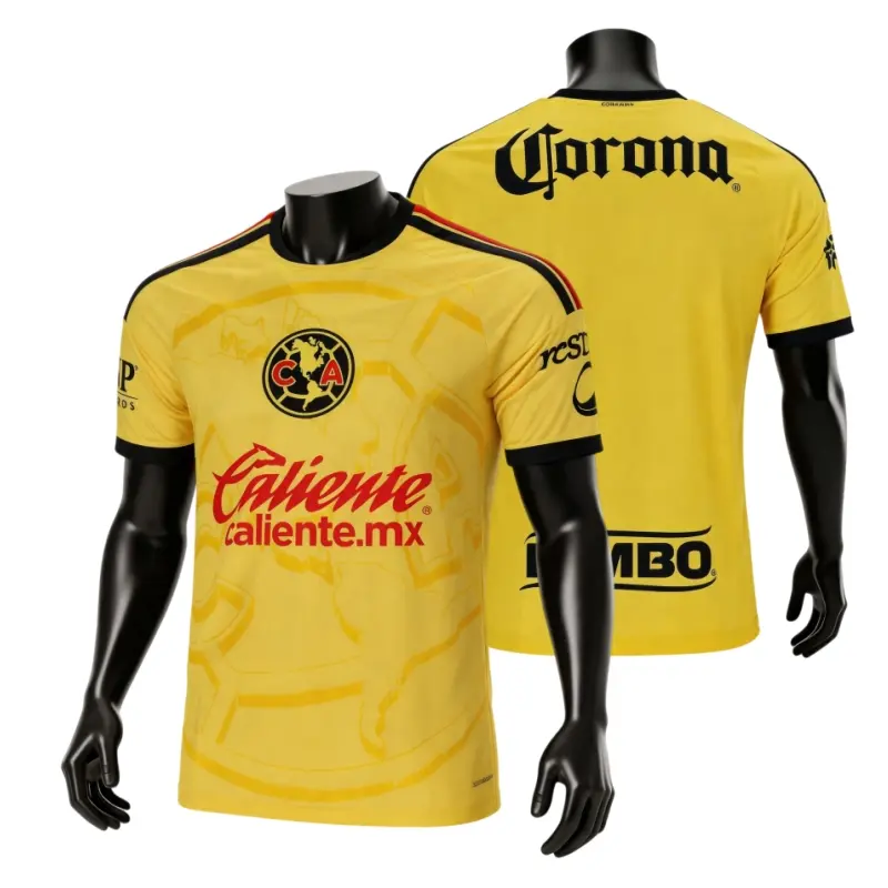 2627 Away Black Home Yellow Soccer Short Sleeve Jersey Ligamx