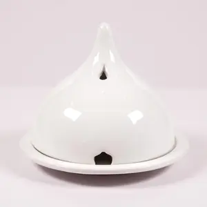 SENTJO Premium 100% Hand-Made Ceramic Incense Burner, Incense Holder, Aromatherapy, Home Decor, Backflow Incense Powder, Cones and Stick, Made in France, (White))