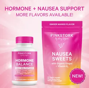 Pink Stork Hormone + Nausea Support Duo for Women | Saffron, Vitex, Ginger, B6