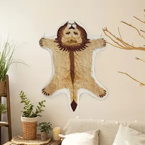 Lion Skin Replica Wall Hanging, American Vintage Lion Shape Decor, Living Room Bookshelf Soft Decoration, Wild Charm Display