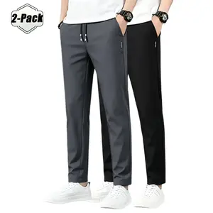2Pack Men's Solid Loose Minimalist Relaxed Sweatpants,Versatile Year-Round Sports Trousers, Ideal for Autumn-Winter Sweats,solid fashion sweatpants,fashionable jogger sweatpants,casual sport sweatpants,gray sweatpants season,loose casual sweatpants