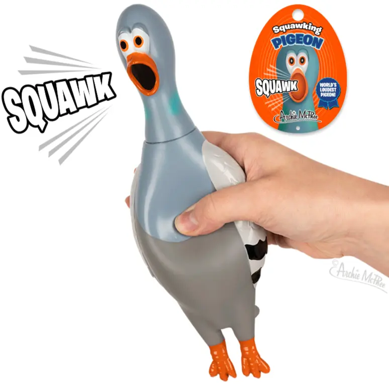 Squawking Rubber Pigeon Bird - Loud Squeaking Classic Toy - Archie McPhee