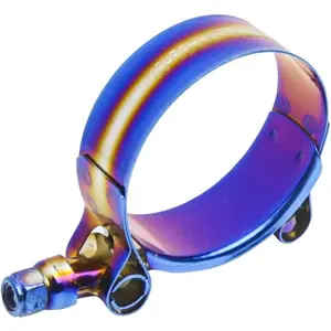 T-Bolt Hose Clamp Adjustable Stainless Steel Titanium Blue Clamp Diameter 1.75" 45-53mm #4120