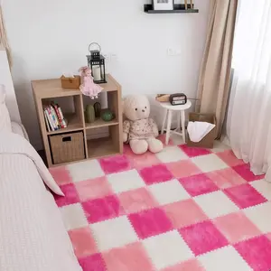 24-piece set of luxury plush interlocking carpet tiles, non-toxic foam carpet tiles, suitable for infants and toddlers, non-slip, EVA foam interlocking floor tiles, suitable for floors and nurseries