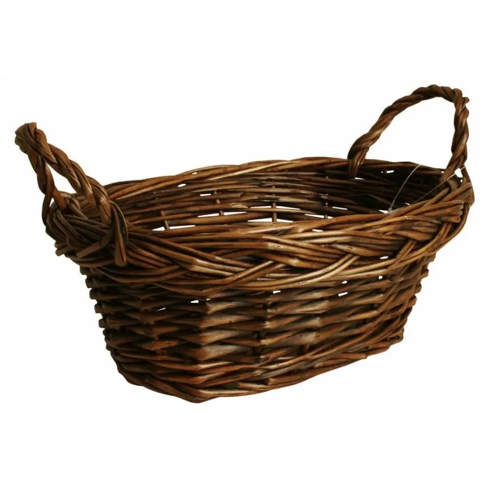 10" Dark Brown Oval Willow Basket