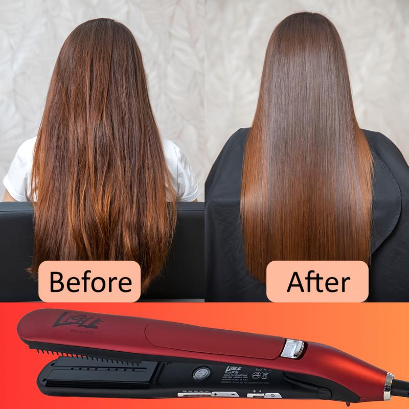 Liselle Beauty Products H2GLOW Steam Hair Straightener and Curler | 2-in-1 Flat Iron | Tourmaline Ceramic Plates | Fast Adjustable 450F Salon Grade