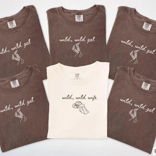 Wild Wild Wife Shirt, Western Bachelorette T-Shirt, Custom Cowgirl Bach Tee Nashville Rodeo Party T-Shirt, Comfort Colors Team Bride Shirt