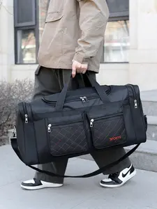 Black multi-pocket sports fitness bag, Multifunctional sports bag, large capacity shoulder messenger bag, sports shoulder handbag, practical and wear-resistant suitable for sports enthusiasts, outdoor mountaineering, etc.