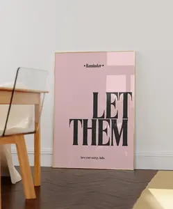 Black & Pink Let Them Trendy Art Print - Printable Wall Art - Minimalist Art Poster - Girly Room Art-Girly Dorm Decor - Empowerment Poster