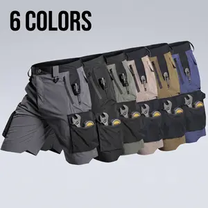 Men’s Tactical Cargo Shorts – Solid color, durable casual shorts with multiple pockets including zippered pockets, regular fit, suitable for outdoor activities, hiking, and everyday wear