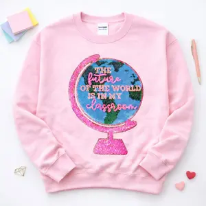 The future of the world Teacher Sequin Patch Sweatshirt