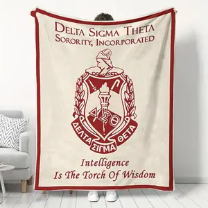 Delta Sigma Theta Sorority Blanket, Fashion Style Soft Fabric Polyester Flannel Throw, Anime Theme, All-Season Comfortable Bedding, Ideal Gift