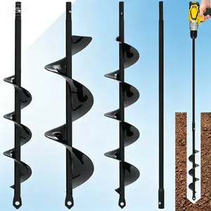 3-Piece Auger Drill Bit Set with Extension Spiral Hole Planter for Bulbs Fence Posts Umbrella Holes 3/8 Inch Hex Drive Gardening Hole Digger Yard Tools Garden Drill Attachments