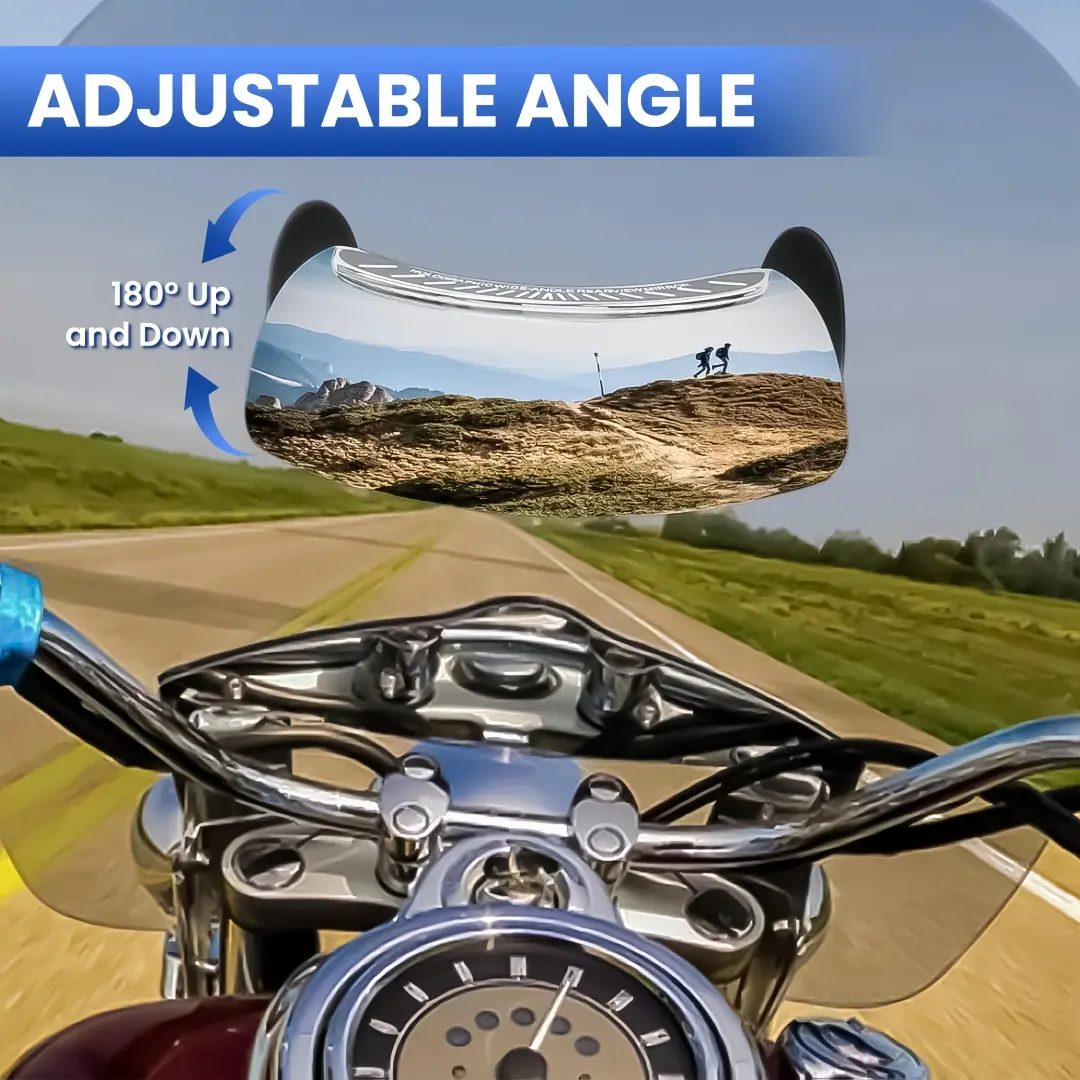 180° Wide Angle Convex Motorcycle Front Mirror - Panoramic Blind Spot Mirror, Universal for Motorcycles and Scooters to Boost Installation Visibility, Scooter