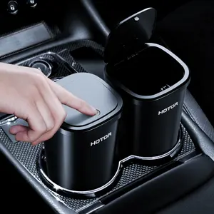 Car Trash Cup 2 Pack with 30 Trash Bags, Portable Car Trash Can for Car, Office & Home, Black