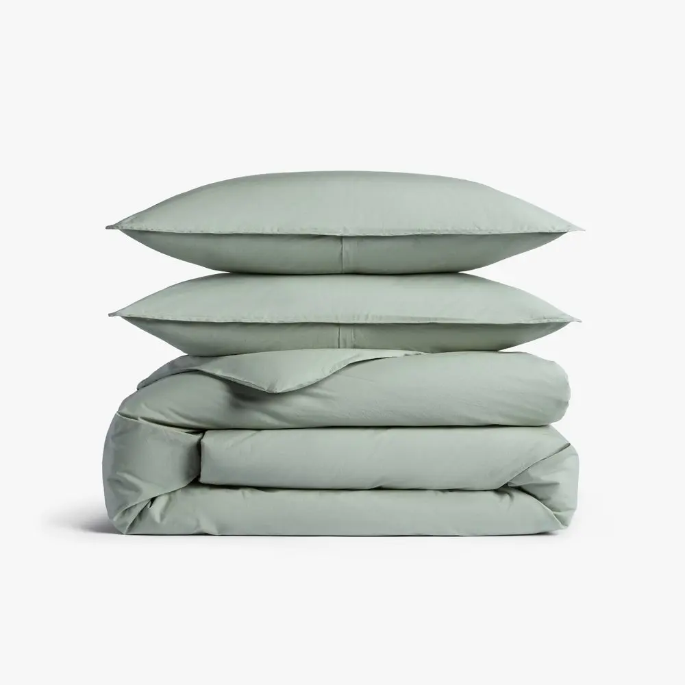 Full/Queen Casual Organic Cotton Duvet Cover & Sham Set Jade - Parachute