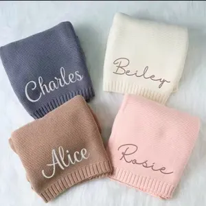 Baby Blanket Embroidered Personalized 100% Cotton with Custom Name and Design, Cozy Soft for Newborn Gift, Baby Shower