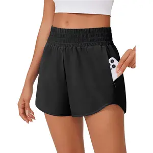 High Waisted Running Shorts for Women 2.5" Mesh Liner Quick Dry Sport Athletic Workout Shorts with Zip Pockets