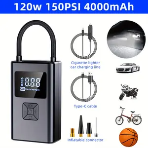 150 Psi Portable Cordless Car Air Compressor Tire Inflator, Wireless Electric Air Pump for Car Moto Bike Tires, High Pressure 150psi Rechargeable Inflator, Compact Emergency Air Pump for Vehicle Motorcycle Bicycle Roadside Maintenance