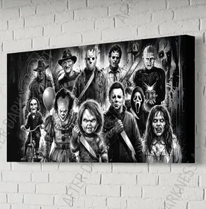 Horror Movie Legends Art Canvas Print, "Forever Feared" Home Decor Wall Art for Living Room