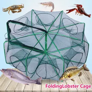 Foldable Fishing Net and Lobster Trap Set, Portable Folding Cage for Fish, Shrimp, Crab, Crawfish, Durable Handmade Net for Rivers, Lakes, Ocean