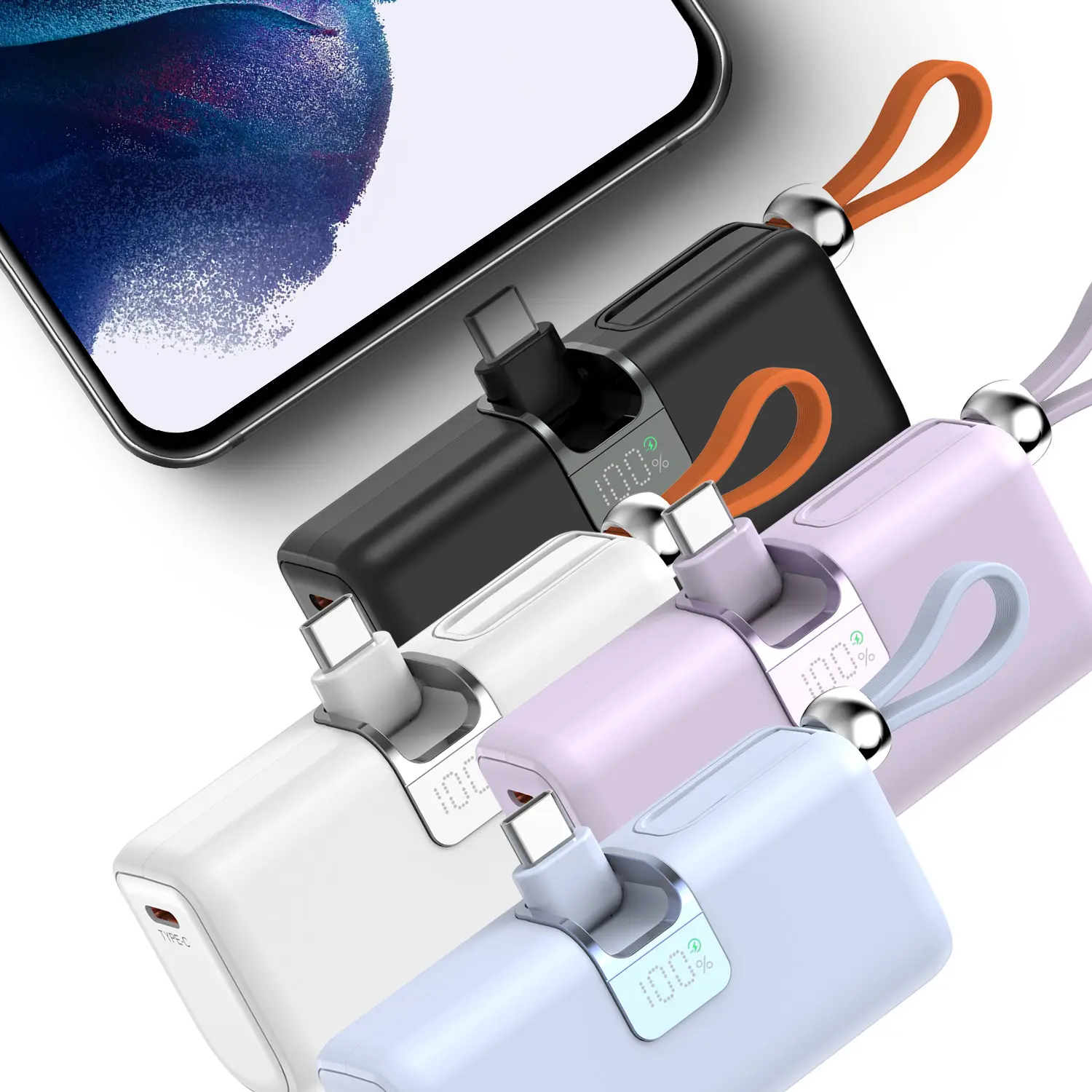 Fast Charge Mini Power Bank 4500mAh, Portable Charger with Digital Battery Monitor, Universal Type-C Ports for iOS and other Phones Cable