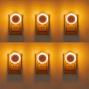 6 Pack Warm Night Light, LED Night Lights Plug into Wall with Dusk to Dawn sensors, Plug in Night Lights for Kids Room, Bedroom, Bathroom, Baby Nursery,Stair Lights, Hallway Light
