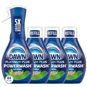 Dawn Powerwash Gain Original Dish Spray, Liquid Dish Soap, Dish Soap Refill, , 1 Starter Kit + 3 Refills, 64 Fl Oz