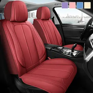 OTOEZ Nappa Leather Car Seat Covers Full Set 5 Seats Waterproof Macaron Colors Universal Fit for Sedans SUVs Easy Install Car Accessories for Women Premium