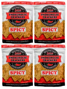 Spices Smokehouse Crackers Original Spicy Flavor 7 oz Resealable Bags 4 Count Bundle Snack Spices