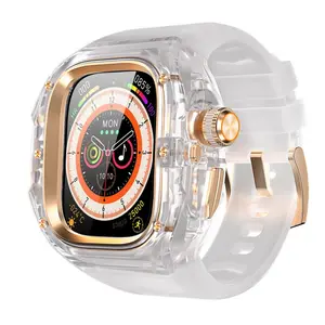 Luxury Clear Integrated Case & Strap Compatible with Apple Watch Ultra 2/1 (49mm ), Transparent Fashionable Wearable Accessory, Rugged Replacement Wristband for Men & Women