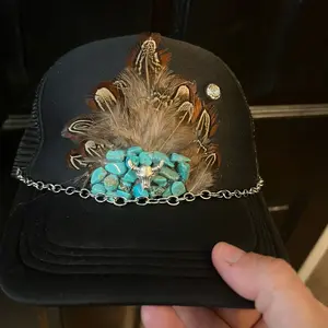 Feathered Black Trucker Hat for Men and Women