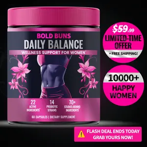 Bold Buns Daily Balance – Women’s Wellness Support | 22 Active Ingredients | 14-Strain Probiotic Blend | With Supresa Saffron, Berberine & Green Tea | 60 Vegan Capsules | Made in USA