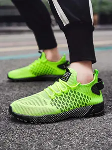 Men's Flyknit Sneakers, Breathable Lightweight Athletic Casual Shoes, Suitable for Daily Wear