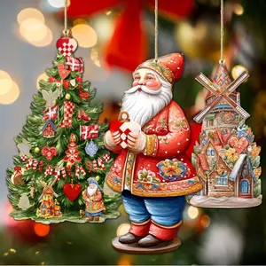 Designocracy 8091302S3 4.5 x 3 in. Santa Aroubf the World Danish Inspired Santa Wooden Ornaments, Set of 3