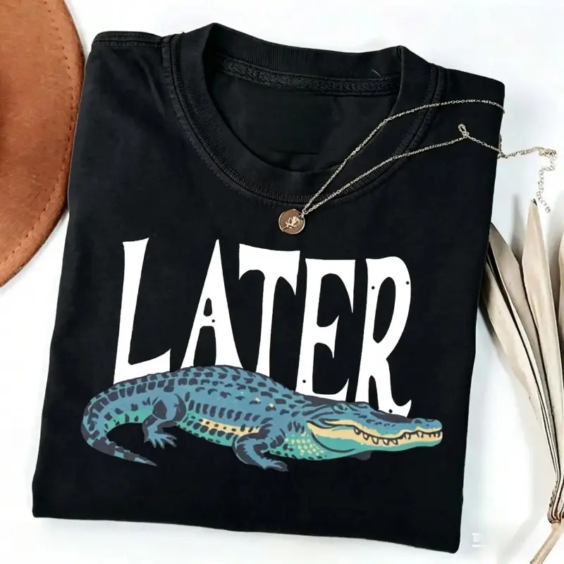 [100% cotton] Later Gator Graphic Tee |   Vintage 90s Style Alligator T-Shirt |   Fun Retro Animal Print Top |   Soft Cotton Unisex Streetwear |   Cute Nostalgia Aesthetic Shirt |   Trendy Gift for Him or Her |   Boho Nature Lover Apparel