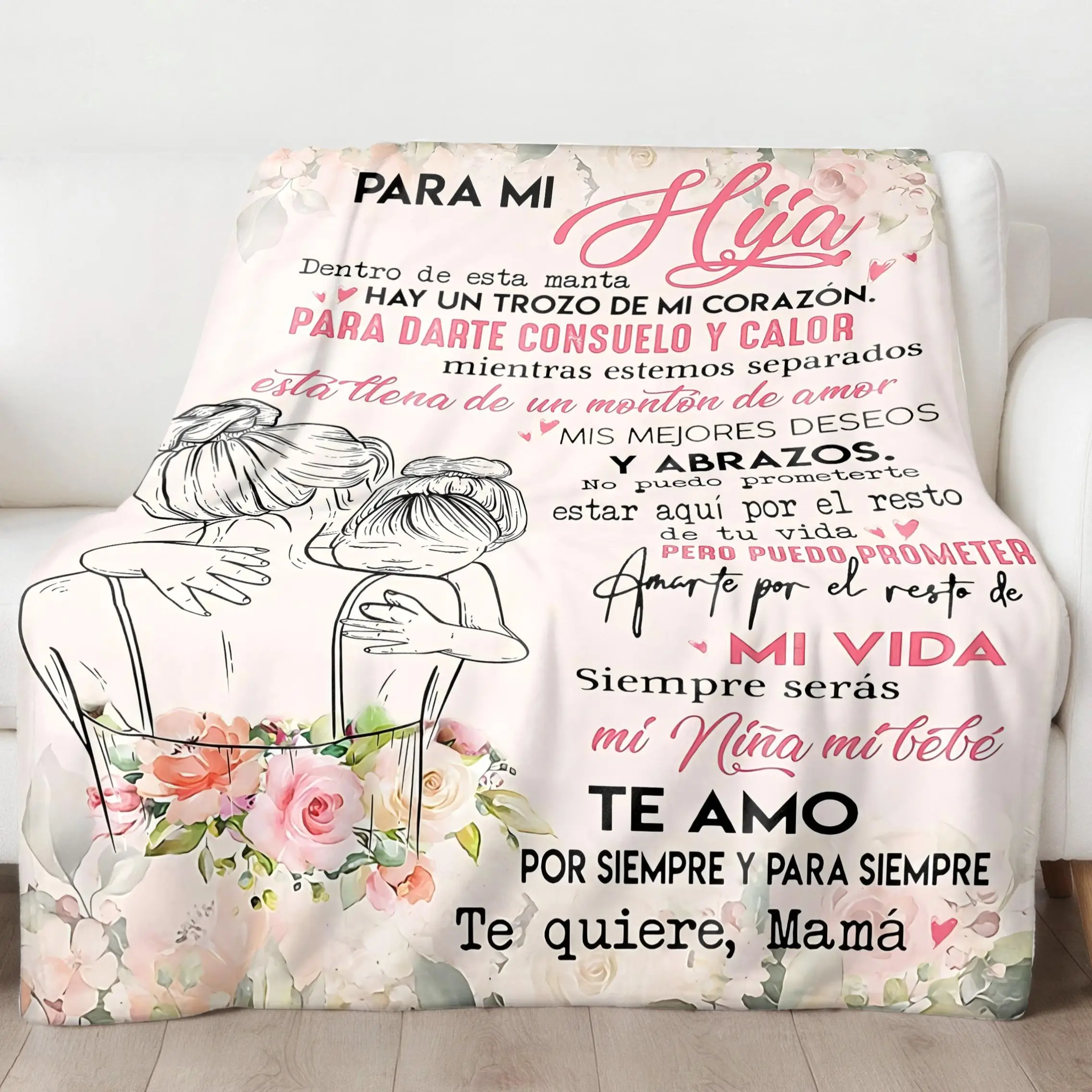 Floral & Letter Pattern Blanket, 1/2 Counts Soft Comfortable Decorative Throw Blanket, Warm & Cozy Blanket for Home & Office, Bedroom Decor Accessory