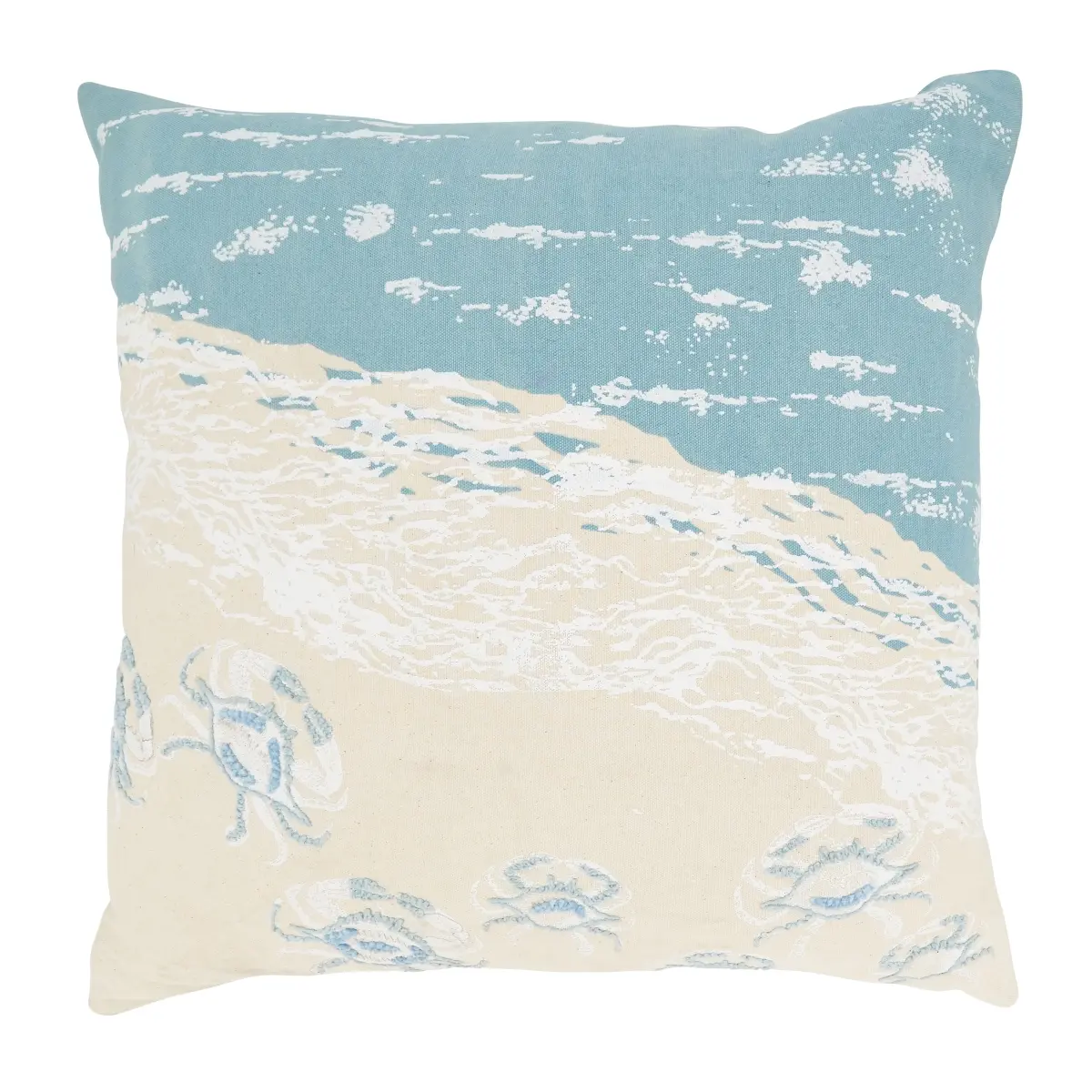 Saro Lifestyle 6548.BL20SP Cotton Poly-Filled Throw Pillow - 20 in., Crabs by the Sea Design, Blue