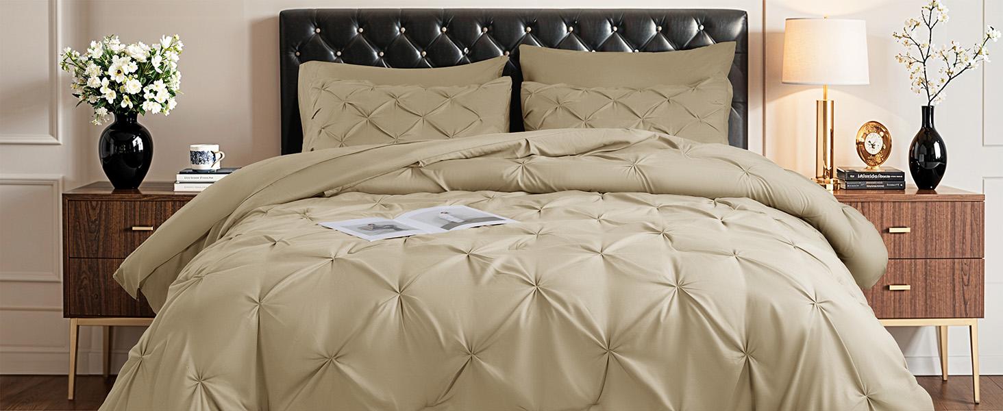 Sonoro Kate 7PCS Luxury Comforter Set – All-Season Pintuck Bedding with Ultra-Soft Comforter, Sheets, and Pillowcases, Cozy Bed  Modern Homes