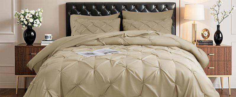 Sonoro Kate 7PCS Luxury Comforter Set – All-Season Pintuck Bedding with Ultra-Soft Comforter, Sheets, and Pillowcases, Cozy Bed  Modern Homes