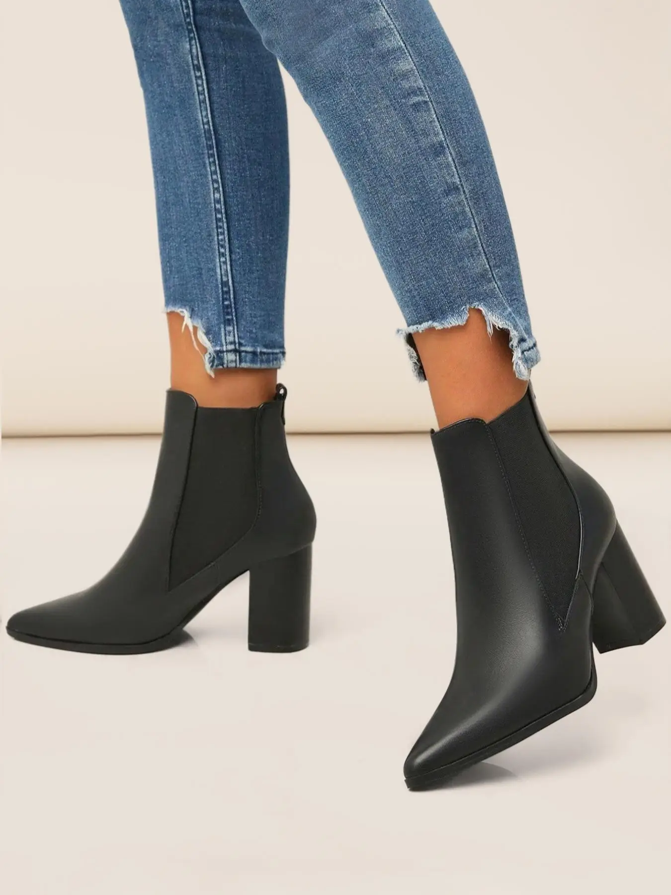 Women's Fashionable Solid Color Pointed Toe Ankle Boots, Casual Comfortable Booties for Daily Wear, Female All-match Shoes for Spring & Fall